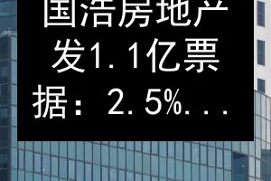 国浩房地产发1.1亿票据：2.5%票息为运营筹资