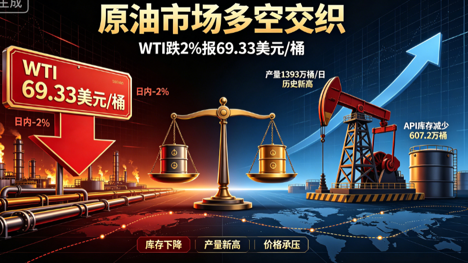 WTI原油承压下行：库存骤降与产量新高矛盾信号